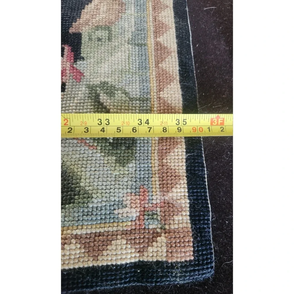 Vintage 2x3 French Handmade Aubusson Rug Black‎ Elephant
